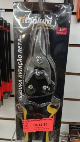 Tesoura Funileiro Aviação Reta 10" Profissional Titanium a vista R$59,90