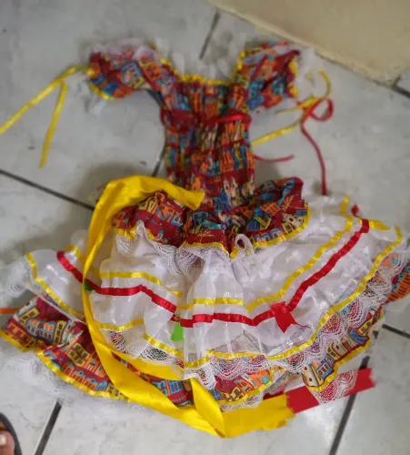Vestido Junino Colorido - Infantil 5 anos até 7anos