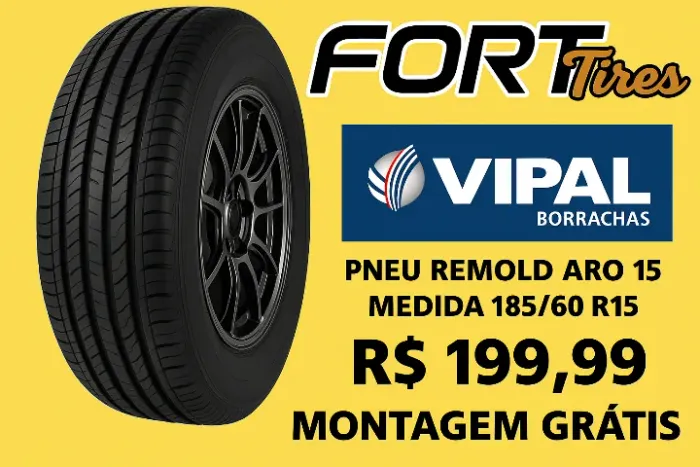 Pneu Aro 15 Fort Tires 185 x 60 Vipal_Montagem Grátis_Aceito Cartão