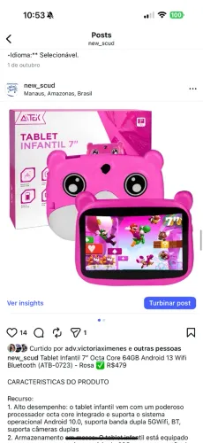 Tablet Infantil 7? Octa Core 64GB Android 13 Wifi Bluetooth