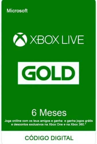 Live Gold - 6 Meses - Xbox - cartao com 25 digitos 