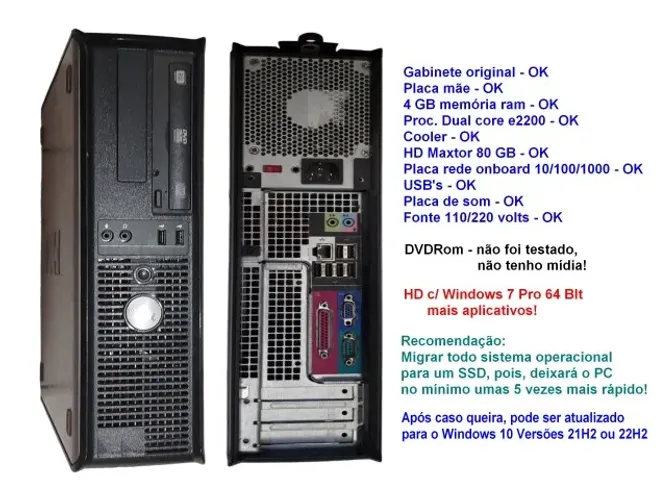 Computador Dell Optiplex 330 Dual-core - Funcionando perfeitamente!