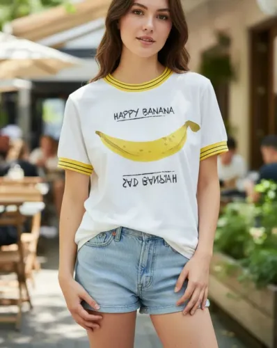 Camiseta Feminina Happy Banana P