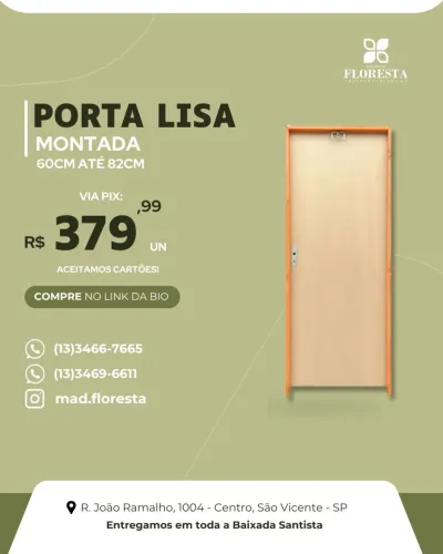 Porta lisa montada $380,00 até 80cm