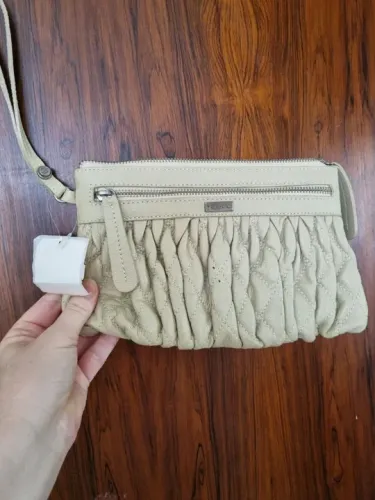 bolsa santa marinella de mão couro bege