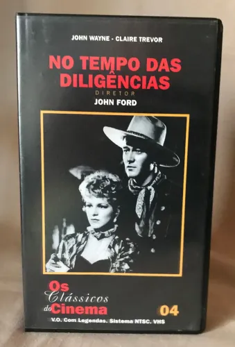 Fita VHS selada do filme No Tempo das Diligências + fascículo Clássicos do Cinema