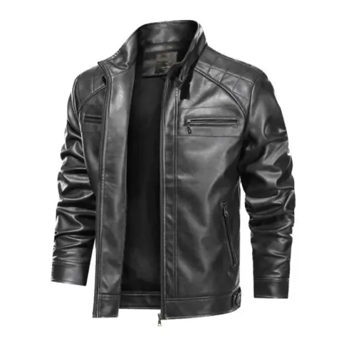Achadinho da Shopee! Jaqueta de Couro Masculina Slim - Estilo e Alta Resistência
