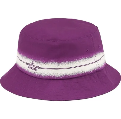 chapéu bucket supreme stone island roxo stripe crusher purple hat ss22 s/m box logo boné