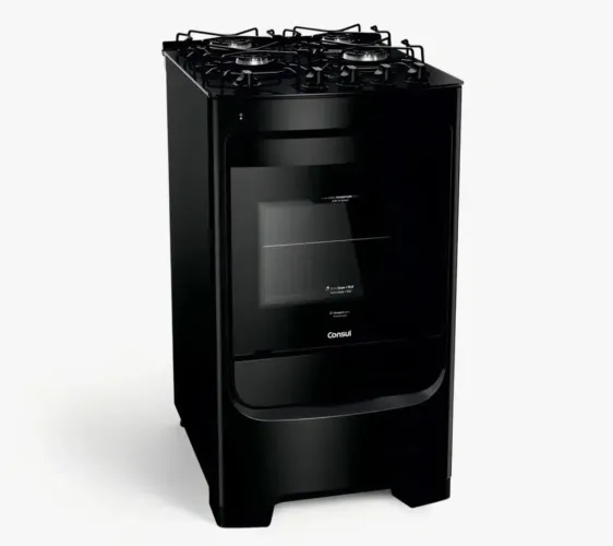 Fogão Consul 4 Bocas Preto Com Mesa De Vidro