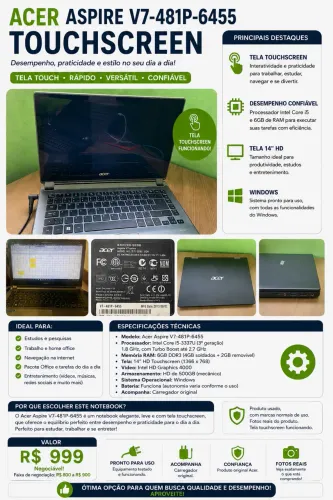 Acer Aspire V7 Touchscreen - Intel Core i5 - 6GB RAM