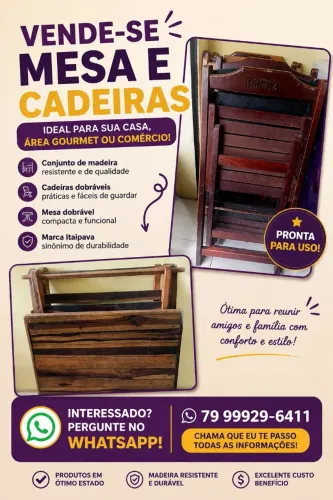 Vendas de conjuntos de mesas 