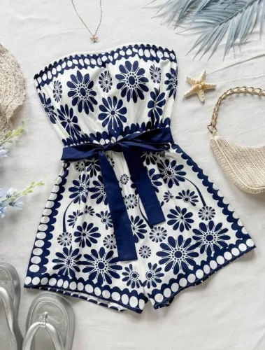 macacão estampado azul,lindo e confortavel