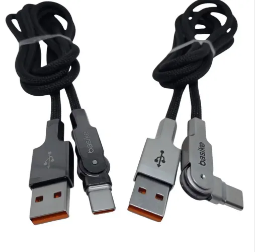 Cabo 1m 2 em 1 USB-C 65W ou Lightning 27W Carregamento Rápido Basike