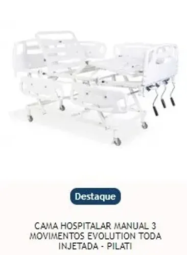 Cama com colchão hospitalar manual 3 movimentos