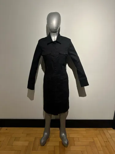 vestido jeans clássico manga longa preto