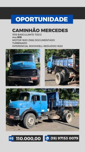 Caminhão Mercedes 1519 Basculante TOCO