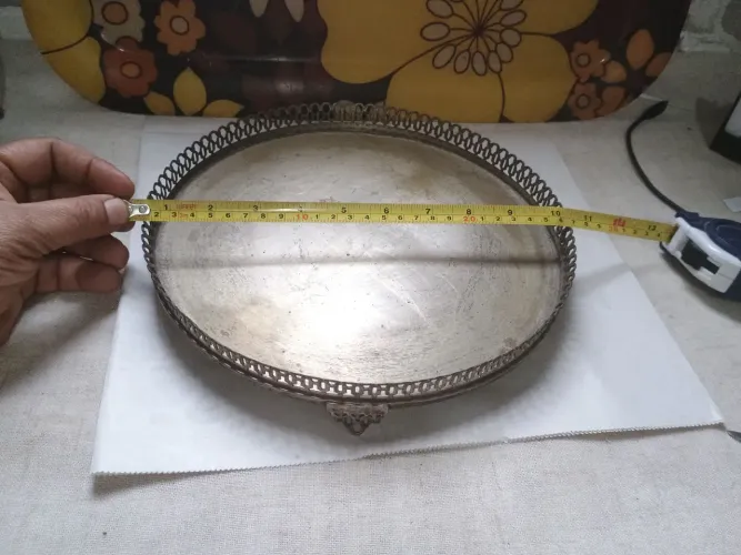 Antiga Salva / Bandeja Christofle Em Prata 90 - 27cm (No Estado)
