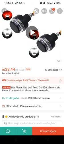 Vendo par pisca led seta peso guidão