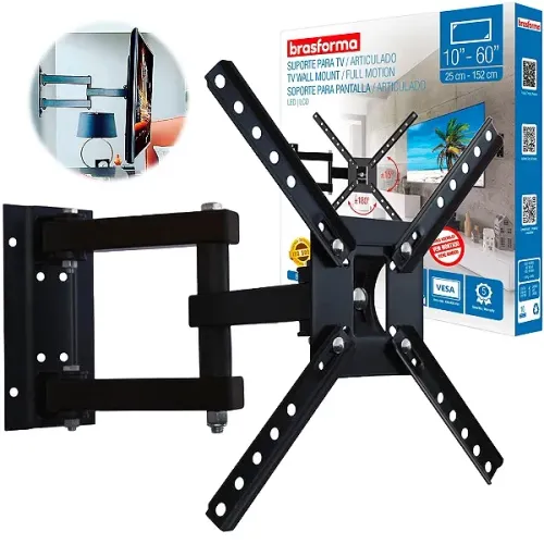 Suporte Articulado de Parede para TVs de 10" a 60", Carga Max. 30Kg - Brasforma