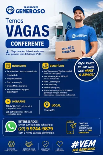 Vaga de conferente Generoso