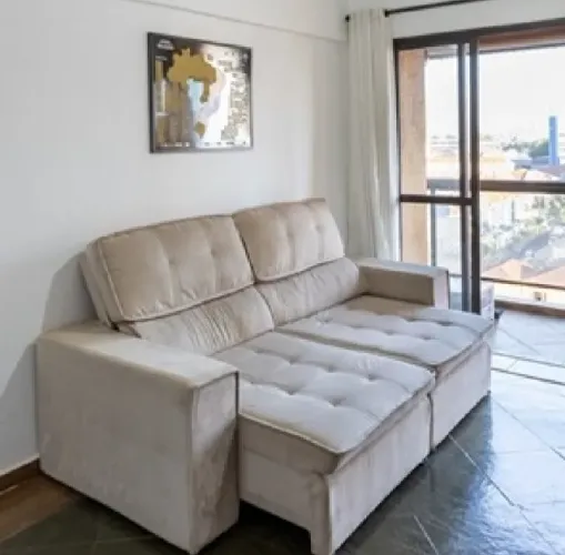 Sofá 2,3m suede reclinável e retrátil