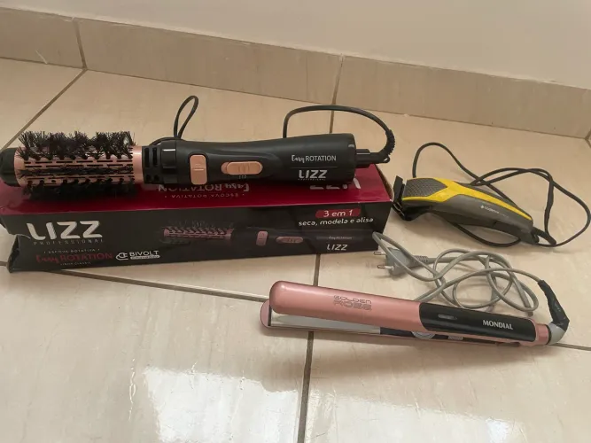 Escova 3 função mais prancha e máquina de corta cabelo
