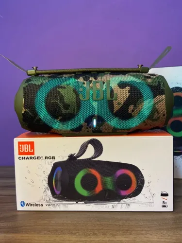 Caixa de Som Bluetooth Charge 6 Led RGB verde camuflada