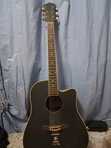 Violão Folk Cutaway Preto - Estilo Woodstock
