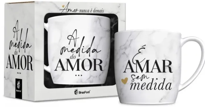 Oferta. Caneca Urban Brasfoot Amor Sem Medida 360ml, Porcelana