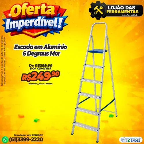 Escada em Aluminio 6 Degraus Mor