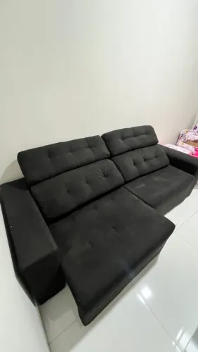 Sofá retrátil 4 lugares preto