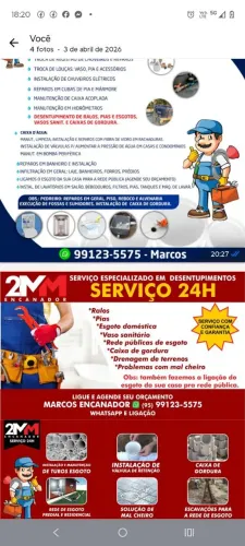 Desentupimento em geral e serviço de hidráulica