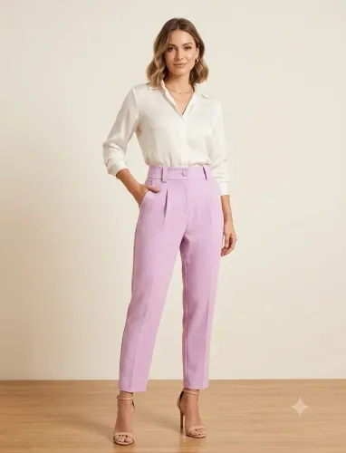 Calça tipo alfaiataria M Rosa Claro