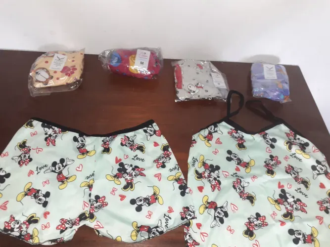 Lote 5 pijama baby doll MICRO infantil tam P ao GG