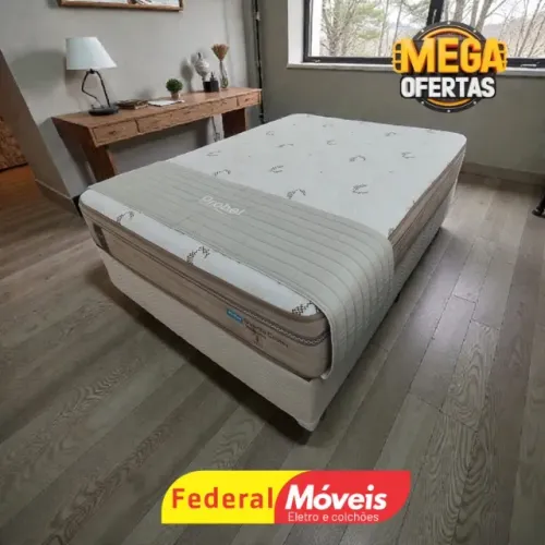 Cama Box Casal 1,38m Base + Colchão c/ Molas Probel TEMOS CREDIÁRIO