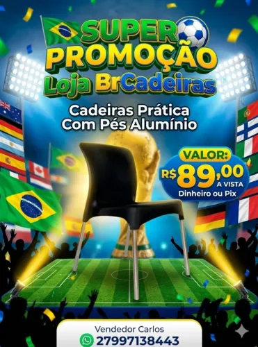 Cadeira Plástico Pratica Jr com Pés Alumínio 