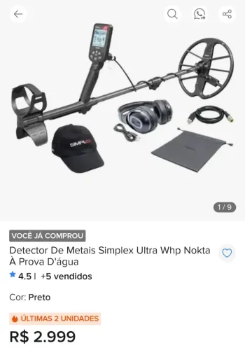 Detector de metal para mergulho e praia
