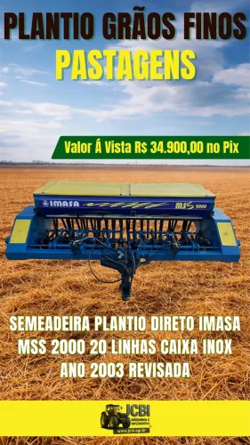 SEMEADEIRA PLANTIO DIRETO IMASA MSS 2000 20LINHAS CAIXA INOX ANO 2003