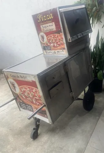 Carrinho para vender pizza com forno a gás