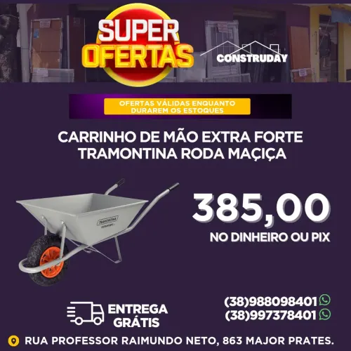 Carrinho de Mão Extra Forte Tramontina com Pneu Maciço