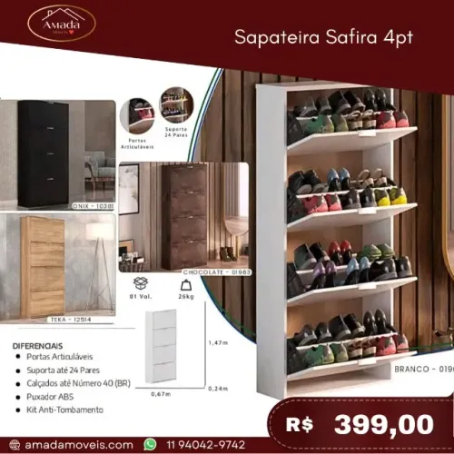 Sapateira Safira 4 pt, a pronta entrega 