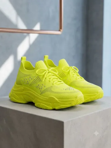 Sapato Amarelo neon modelo sock sneaker