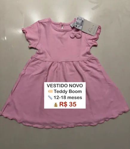 Vestido Rosa com Etiqueta 12-18M - Teddy Boom