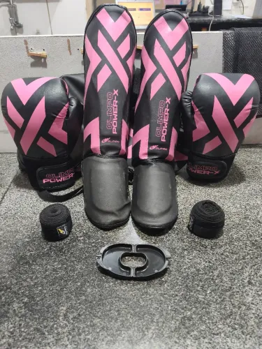Kit Profissional Boxe Muay Thai Caneleira Bolsa - Olimpo Power-X Edition<br><br>