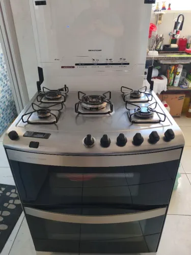 Fogão 2 fornos e 5 bocas brastemp