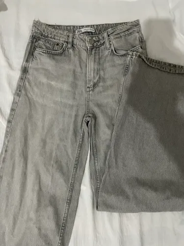 calça zara wide leg cinza 34