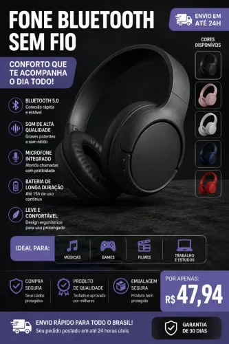 Fone Bluetooth Sem Fio