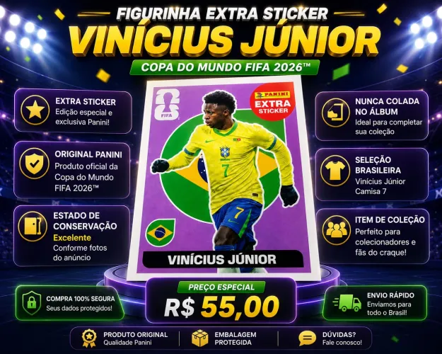 VENDO FIGURINHA EXTRA STICKER - VINÍCIUS JÚNIOR | COPA DO MUNDO FIFA 2026 PANINI
