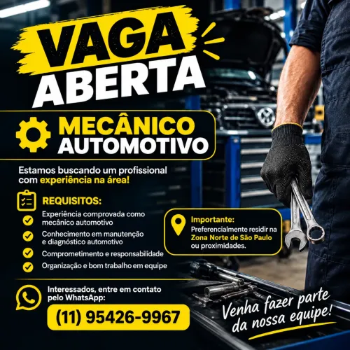 Vaga MECÂNICO AUTOMOTIVO com experiência
