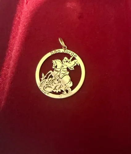 Pingente São Jorge ouro 18k